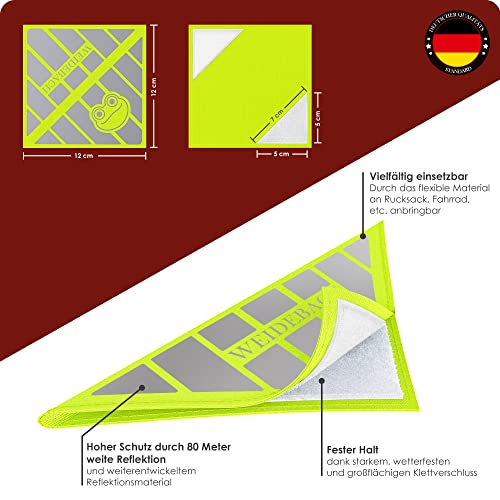 WEIDEBACH® 5x stark reflektierende Kinderwagen Reflektoren mit lustigem Froschmotiv, Reflektor Klett Verschluss universell nutzbar, Höchste Sicherheit mit Kinderwagen Reflektor in Dunkelheit
