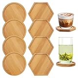 8 Pezzi Sottobicchieri Rotondi in Bambù, Kerzenteller Holz Per Candele, Sottobicchieri per Candele in Legno, Esagonale Sottobicchieri in Legno, per Candele, Tazze, Piante Grasse, Decorazioni