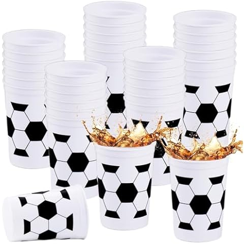 Tevxj 24 Pcs Reusable Soccer Party Cups Cover