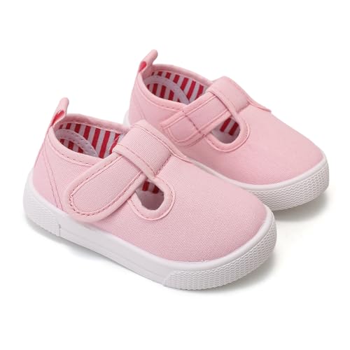 Toddler Girls T-Strap Canvas Sneakers Pink Mary Jane