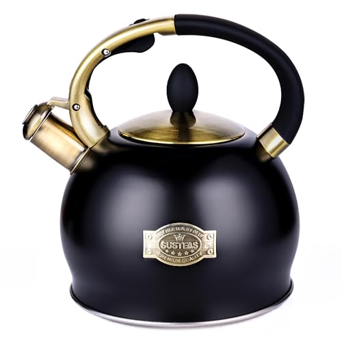 Comparison: Best Whistling Tea Kettle For Gas Stove 10 SUSTEAS Stove Top Whistling Tea Kettle - Food Grade Stainless Steel Teakettle Teapot with Cool Touch Ergonomic Handle, With 1 Silicone Pinch Mitt Included, 2.64 Quart(BLACK)