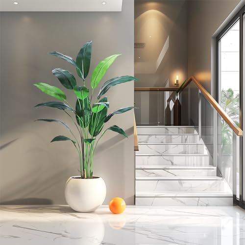 Artificial Bird of Paradise Plant 6FT(72in) Fake Palm Tree for Indoor Outdoor Modern Decor Faux Plants for Home Office Perfect Housewarming Gift with 17 Trunks Faux Leaves