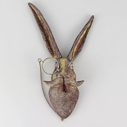 gresonic 3D Head Wall Mount Ornament, têtes d'animaux pour sculptures suspendues d'art mural, décorations en résine bronsée pour la maison (Tête de lapin...