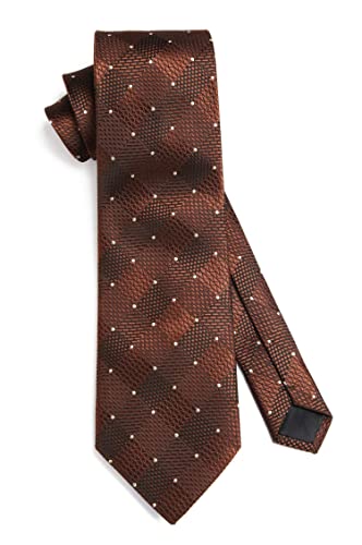 Image of HISDERN Ties for Men Plaid Checkered Tie with Pocket Square Woven Business Formal Necktie Handkerchief Set Wedding Party