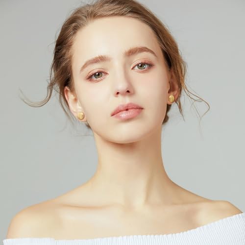 Gold Earrings for women 14K Gold Studs Earrings for Women Stud Earring for womens Stud Shell-Like Aesthetic Adorable and Comfort-Focused Womens Studs Earring 12mm4