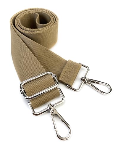 Image of Purse Strap Replacement for Crossbody Bags & Handbags | Premium Webbing with Silver Hardware Clip-On Installation Adjustable Length Comfortable Wide Guitar Style Strap