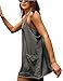 Zhiyouni Women's Summer Sleeveless Mini Dress V Neck Spaghetti Straps Athletic Built-in Shorts Sundress(Darkgrey-M)