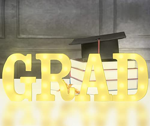 Graduation Decorations 2026 - 4PC Large Light Up Letters GRAD Sign, LED Marquee Letters for Class of 2026 Party Supplies,Kindergarten High School College Senior Decor, Table Wall Centerpiece Backdrop Props — view 2