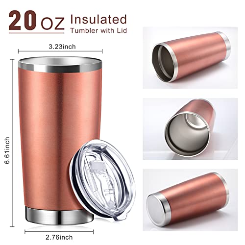 Sieral 36 Packs 20 Oz Stainless Steel Tumbler Bulk With Lid Vacuum Double Wall Insulated Travel Coffee Mug Powder Coated Cup For Christmas Wedding Birthday Party Favor Gifts (Rose Gold) #TOP1