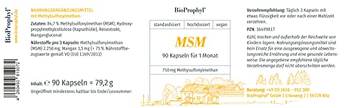 MSM Kapseln BioProphyl – 750 mg reines Methylsulfonylmethan