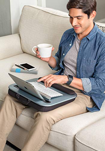 LAPGEAR Memory Foam Lap Desk with Wrist Rest and Media Slot - Medium - Silver Carbon - Fits up to 15.6 Inch Laptops and Most Tablet Devices - Style No. 91335 - Thumbnail 6