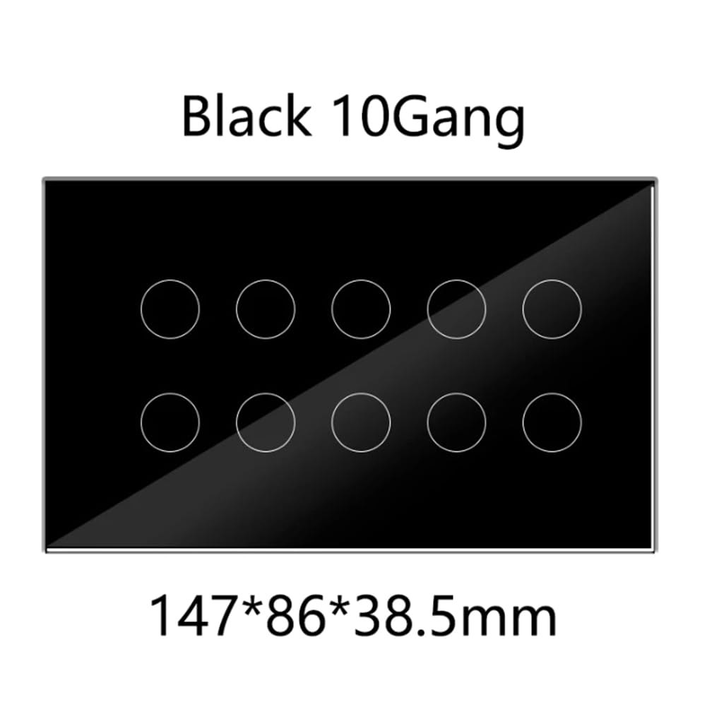 Interruptor de Pared con Luz TáCtil Inteligente Tuya Wifi de 10 VíAs, AplicacióN de Panel de Vidrio Compatible con Home, Control de Toda la Casa