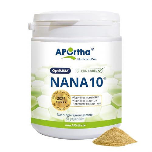 APOrtha® NaNa10 400 g veganes Pulver, Rezeptur von Dr. von Helden mit 10 Komponenten, mit Vitamin C und Magnesium sowie L-Glycin, 400g Pulver für 2 Monate, glutenfrei, allergenfrei, laktosefrei