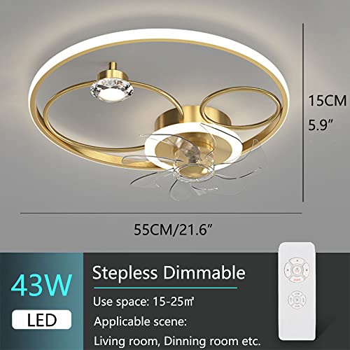 Ventilateur d'éclairage LED variable silencieux plafonnier or 22in - 3