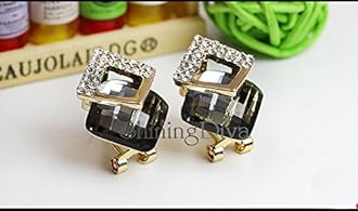 Shining Diva Fashion 18k Gold Plated Austrian Crystal Earrings for Women & Girls | Luxury Rhinestone Square Italian Designer Earrings | Latest Stylish Fancy Zircon Party Earring
