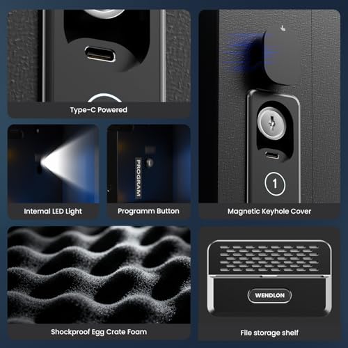 Image of Quick Access Black Wall Safe with Document Storage Box, Flat Hidden In Wall Safes Between the Studs 16 inch Centers, Wall Mount Safe for Cash, Valuables