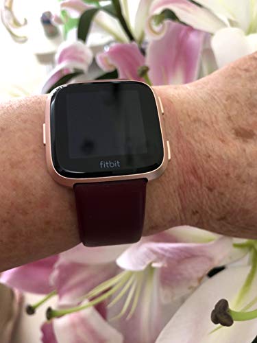 Kades For Fitbit Versa 2 Bands, Leather Band Replacement Strap Compatible With Fitbit Versa 2/Versa/Versa Lite/Versa Se Smartwatch For Women Men (Wine Band+Rose Gold Buckle) #TOP7