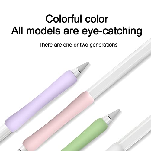 DOGAIN Pack of 4 Silicone Protective Case Grip Ergonomic Sleeve Accessories Silicone Compatible with Apple Pencil 1st and 2nd Generation (White+Purple+Pink+Avocado Green) - Image 2