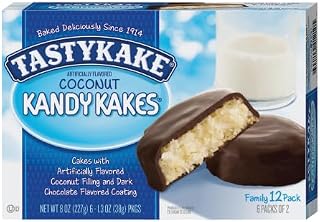 Tastykake Coconut Kandy Kakes, Dark Chocolate Coated, Family Pack, 12 Count (Pack of 2)
