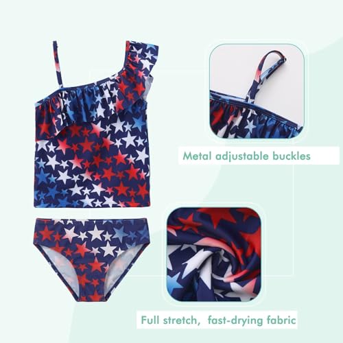 Image of Girls Two Piece Swimsuits Hawaiian Ruffle Tankini Swimwear Bathing Suit Set