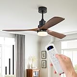 Sofucor 52 Inch Ceiling Fans with Lights and Remote, Low Profile Ceiling Fan with Light Dimmable/Timer, Modern Flush Mount Ceiling Fan 6-Speed Reversible DC Motor for Bedroom Living room Outdoor