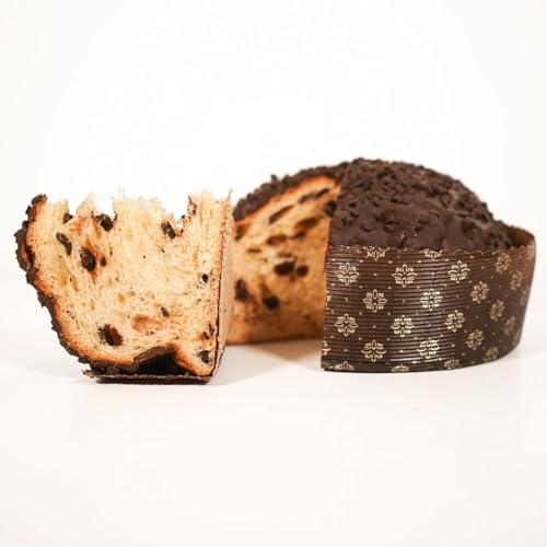 Panettone Artesanal Puglia Bajo Tradicional Clásico con chocolate blanco, chocolate negro o pistacho 850gr (Panettone glaseado de 850gr, Chocolate negro)