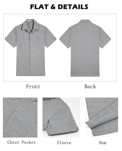 Image of COOFANDY Men's Button Down Shirts Short Sleeve Casual Shirts Summer Beach Linen Shirts with Pocket