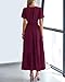 BTFBM Womens Summer 2026 Casual Midi Maxi Dresses Lightweight Short Sleeve V Neck Elastic Waist Boho Beach Dress Pockets(Wine Red, X-Large)