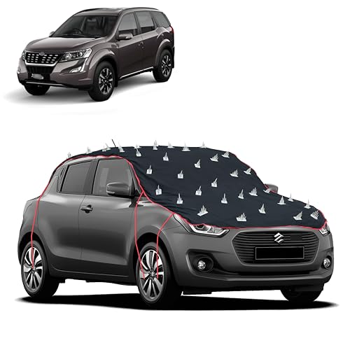 Image of Dog Protection Spike Car Cover for Mahindra XUV 500 Bonnet to Roof Easy Installation with 4 Elastic Hook Strap | Anti-Scratch Soft Cotton Inner | Complete Protection from Street Dogs & Monkeys
