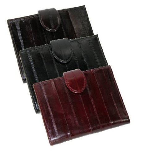 Women's Eel Skin Credit Card Wallet, Black