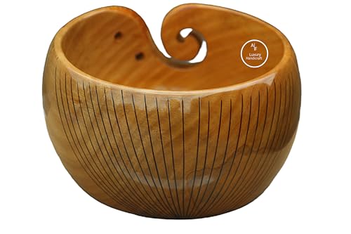Bol à fil en bois fait main avec découpe en spirale élégante pour tricot - 4