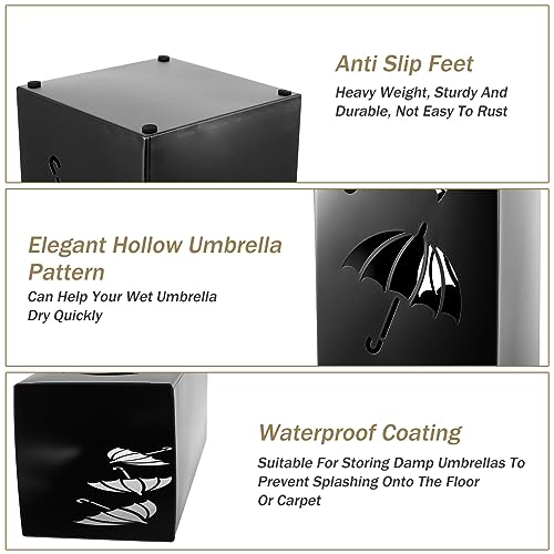 Keyohome Metal Umbrella Holder FreeStanding Umbrella Stand 16x16x42CM Hollow-Out Design Square Umbrella Storage Rack Decorative Umbrella Stand for Hallway Entryway Home Hotel Office - Image 4