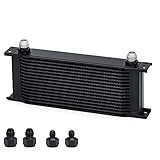 PQY 16 Row 10AN Transmission Oil Cooler Stacked Plate with 6AN 8AN Adapter Universal Aluminium Alloy Engine Oil Cooler Black