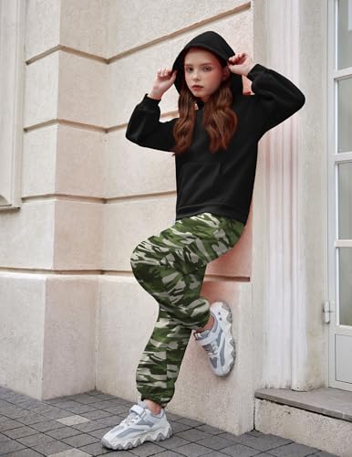 Image of Arshinet Girls 2 Piece Outfits Oversized Sweatshirt and Sweatpant Sweatsuit | Pullover Hoodie Crewneck Baggy Jogger Pants with Pockets Fall Winter Tracksuits Clothes