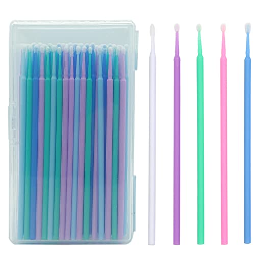 EMERSONGEARS Paint Swabs Car Set - 150 Pieces, Swab Brush for Exact Retouching of Small Paint Damage and Stone Chips - Fine, Plastic Box (Purple/White/Green/Blue/Pink)