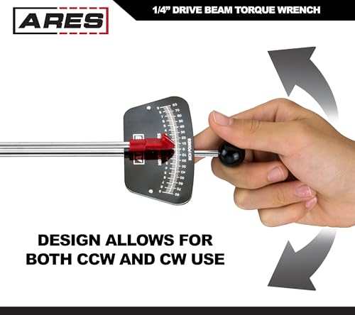 Image of ARES 70213-1 /4-inch Drive Beam Torque Wrench - 0-80 Inch /Pounds and 0-9 Newton /Meter Torque Wrench - High Visibility Markings for Easy Readings