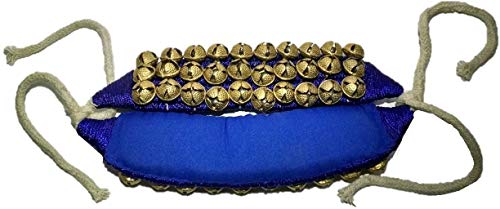 Handmade Indian Classical Dance Accessories Blue Pad Ghungroo Pair Dancing Bells 3 Line (14 No. Ghungroo)