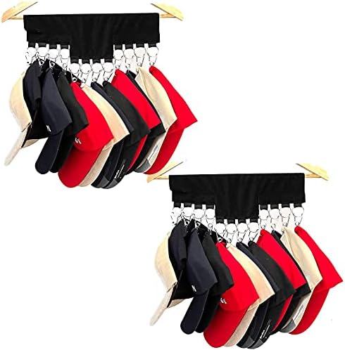G GENLEAS 2 Pack 12 Hat Organizer Hook Loop Tape Cap Stainless Steel Organizer Hanger