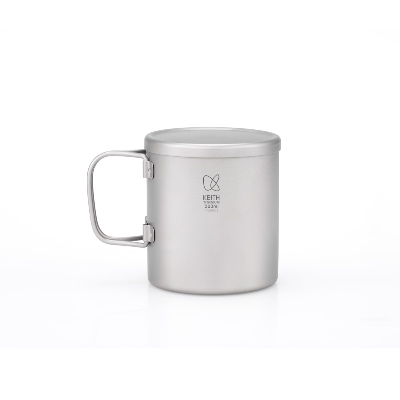 Keith Tasse en titane à double paroi pour le camping, l'extérieur, café, thé, avec couvercle et poignée pliable (300 ml)