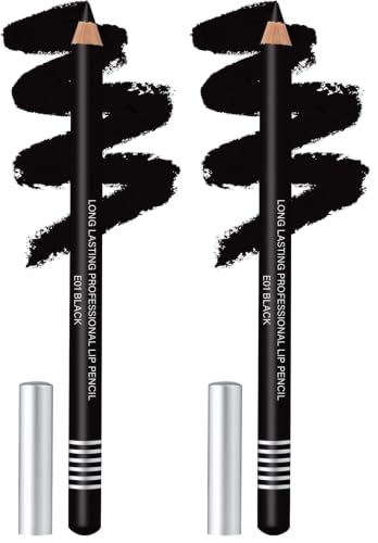 Image of Colors Queen Lip Liner Pencil | Non Transfer Lip Liner for Professional Makeup | Liner Eye Pencil Waterproof (E-1, Black) (Pack of 2)