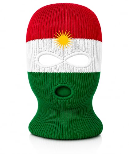 ProSxevan Sturmhaube I Balaclava mit Länderflagge I Flaggendesigns I Kopfstützenbezug fürs Auto I Gesichtsmaske I Karneval I WM EM Party Stadion und Public Viewing I (1 Kurdistan)