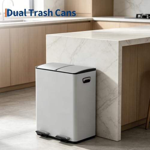 Caneca de basura cocina acero inoxidable 40L doble miniatura 2