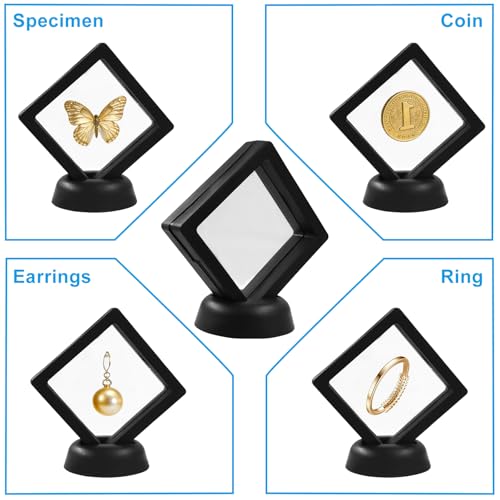 Set 5 cajas exhibidoras flotantes 3D con soporte negro miniatura 5