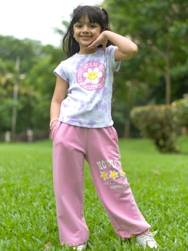 Image of Nap Chief Girls Cotton Official Cartoon Characters and Printed Co ord Set, Tshirt & Flared Pant Set for Casual Wear
