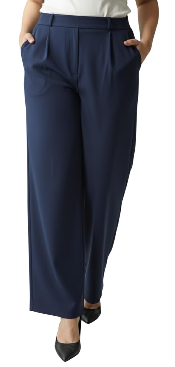 sqew Women’s Tailored High-Waist Wide Leg Office Trousers-picture-11