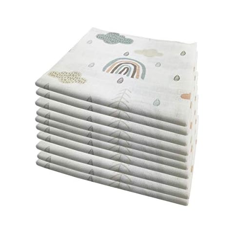 10x Spucktücher Mullwindeln Baby Baumwolle 80x70 cm | ÖKO-TEX (Wolken (10 grün)) Cover