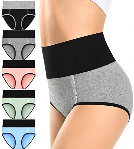 MISSWHO Cotton High Waisted Womens Underwear Soft Stretch Breathable Full Coverage Ladies Panties Multipack