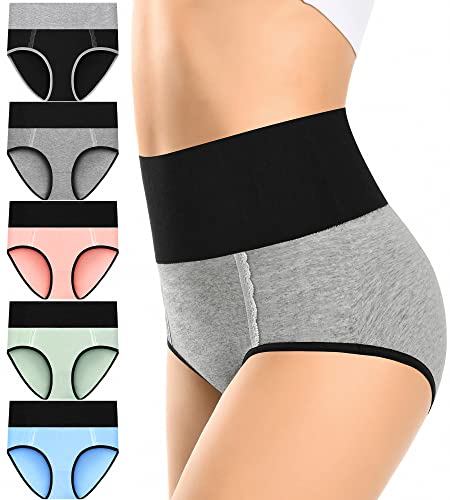 Image of MISSWHO Cotton High Waisted Womens Underwear Soft Stretch Breathable Full Coverage Ladies Panties Multipack