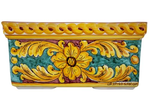 Pot de fleurs rectangulaire de style sicilien Cerames S - 2