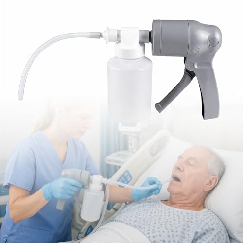 Handheld Manual Suction Pump Portable Non Electric Oral Cleaning Tool for Elderly Adults & Home Care Use Gray